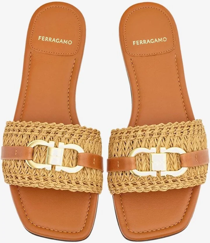 Leah Gancini Raffia Flat Sandals - Image 2