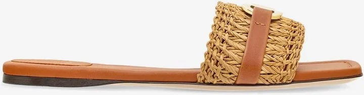Leah Gancini Raffia Flat Sandals