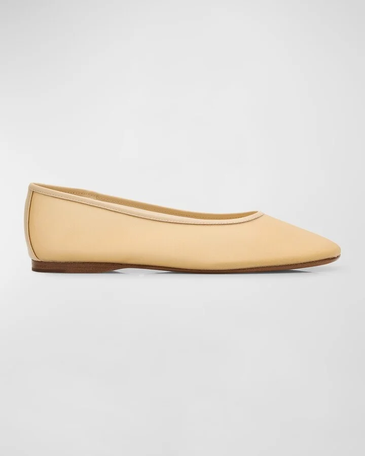 Leah Mesh Square-Toe Ballerina Flats