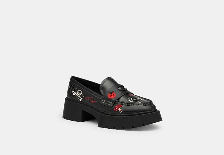 Leah Platform Loafer With Sketch Print