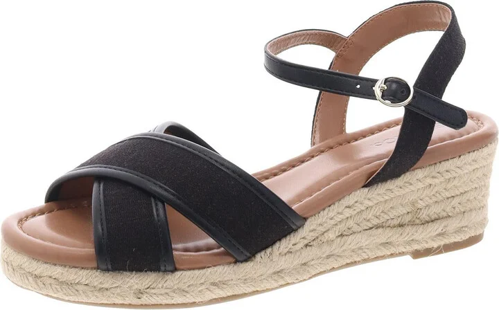 Leah Womens Open Toe Padded Insole Wedge Sandals