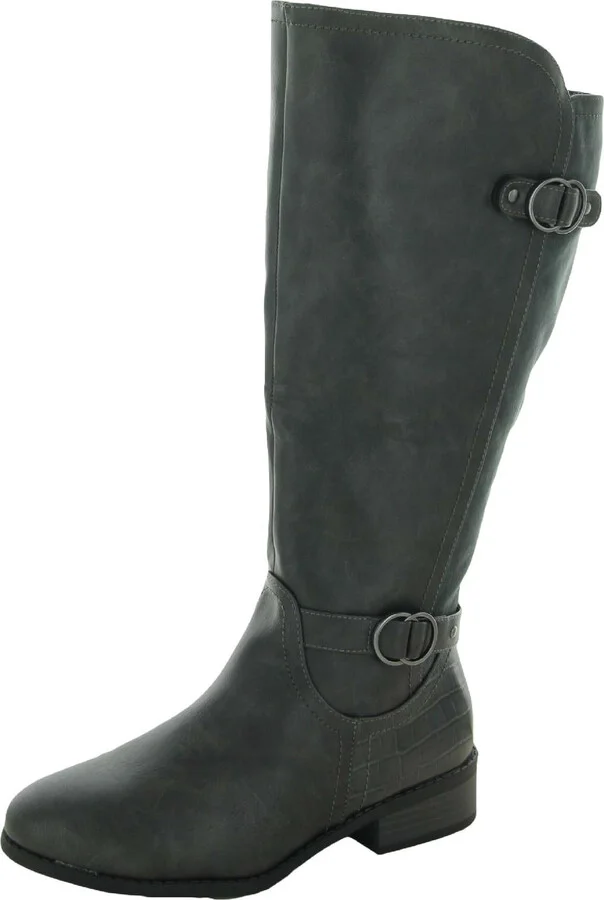 Leandraa Womens Faux Leather Riding Boots Knee-High Boots