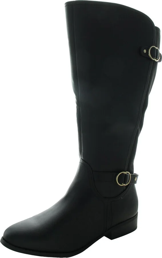 Leandraa Womens Padded Insole Faux Leather Knee-High Boots