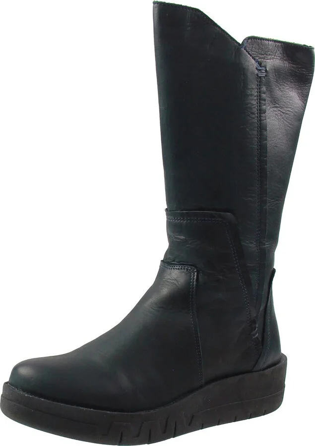 Lear Womens Leather Zip Up Knee-High Boots