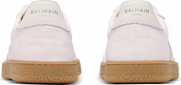 Leather And Canvas Balmain Swan Trainers - Image 3