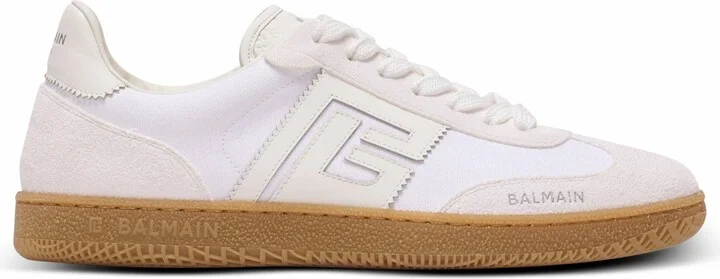 Leather And Canvas Balmain Swan Trainers - Image 4