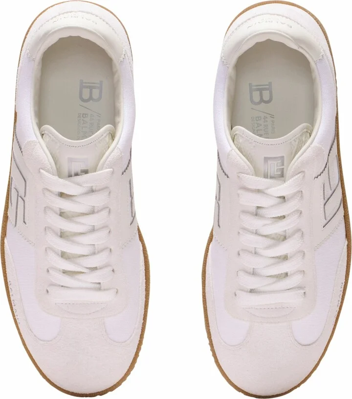 Leather And Canvas Balmain Swan Trainers - Image 5