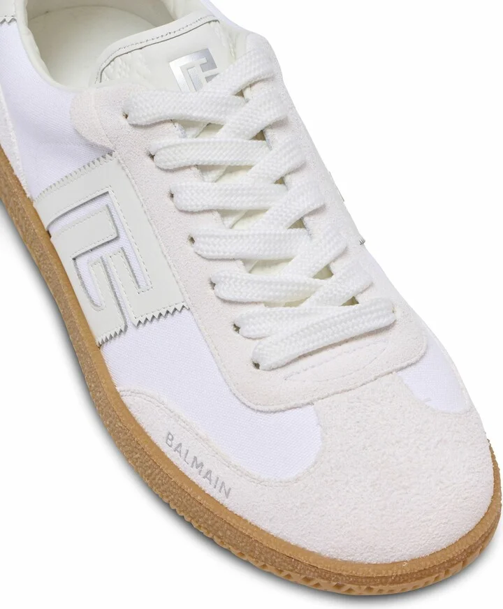 Leather And Canvas Balmain Swan Trainers - Image 7