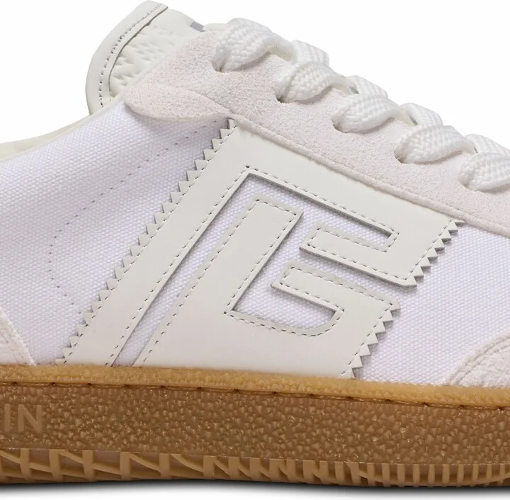 Leather And Canvas Balmain Swan Trainers - Image 8