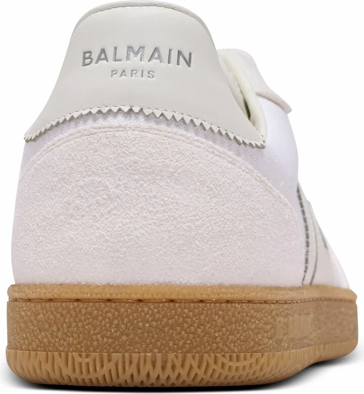 Leather And Canvas Balmain Swan Trainers - Image 9