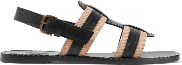 Leather and canvas sandals