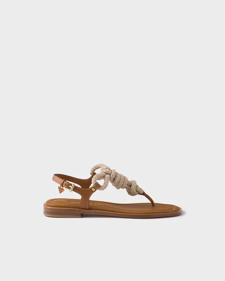 Leather and cord thong sandals - Image 2