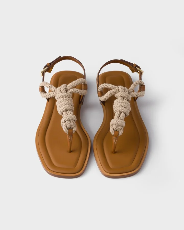 Leather and cord thong sandals - Image 3