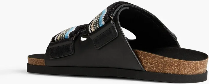 Leather and crochet-knit sandals - Image 3
