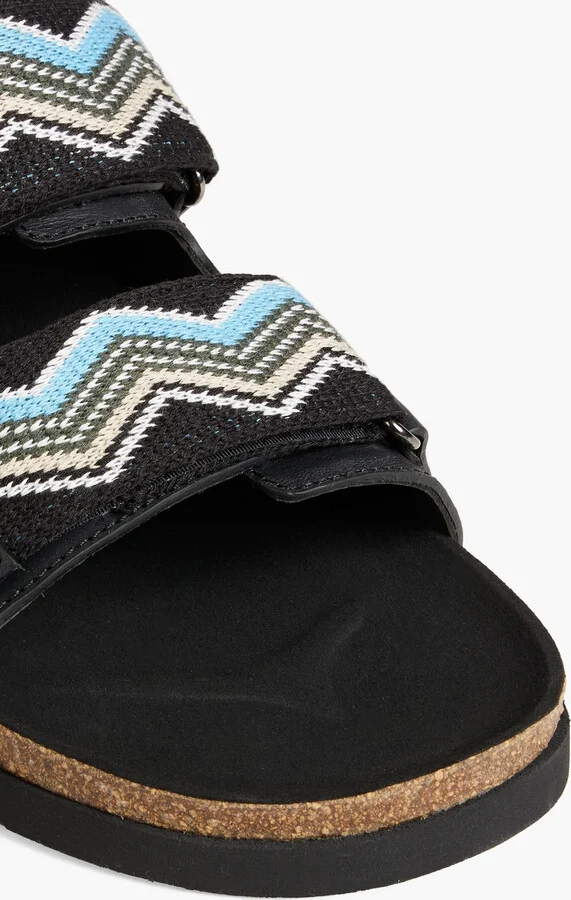 Leather and crochet-knit sandals - Image 4