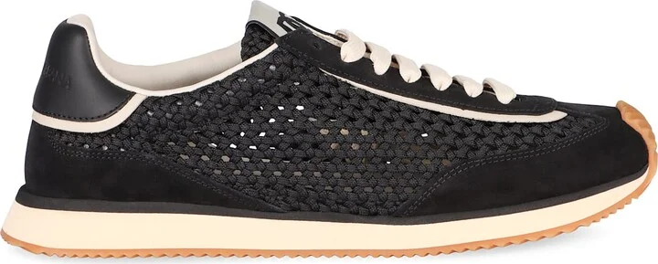 Leather And Fabric Low-top Sneakers
