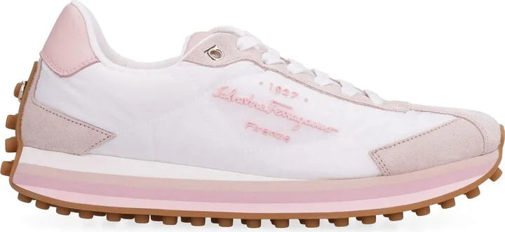 Leather And Fabric Low-top Sneakers