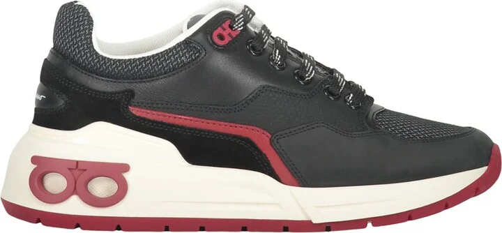 Leather And Fabric Low-top Sneakers