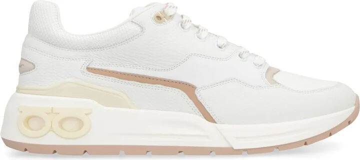 Leather And Fabric Low-top Sneakers