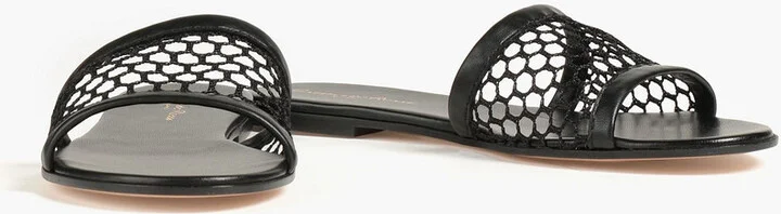 Leather and fishnet slides - Image 2