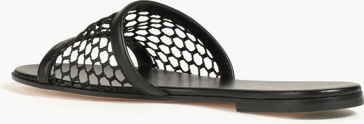 Leather and fishnet slides - Image 3