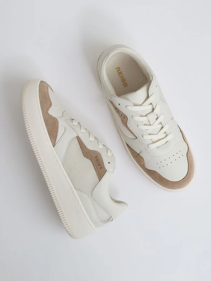 Leather And Mesh Platform Trainers - Image 3