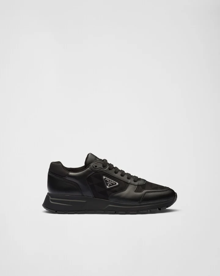 Leather and Re-Nylon high-top sneakers - Image 2