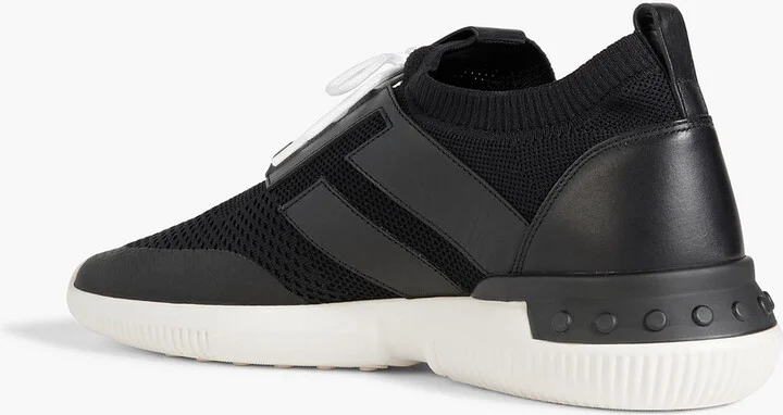 Leather and stretch-knit sneakers - Image 3
