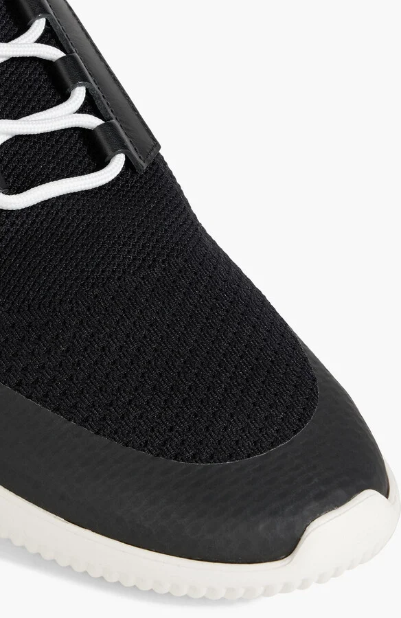 Leather and stretch-knit sneakers - Image 4