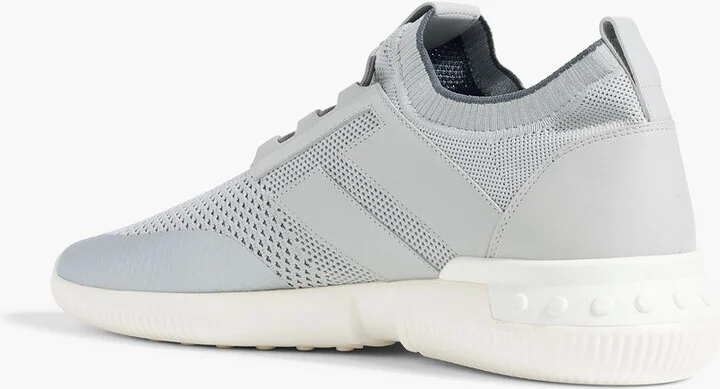 Leather and stretch-knit sneakers - Image 6