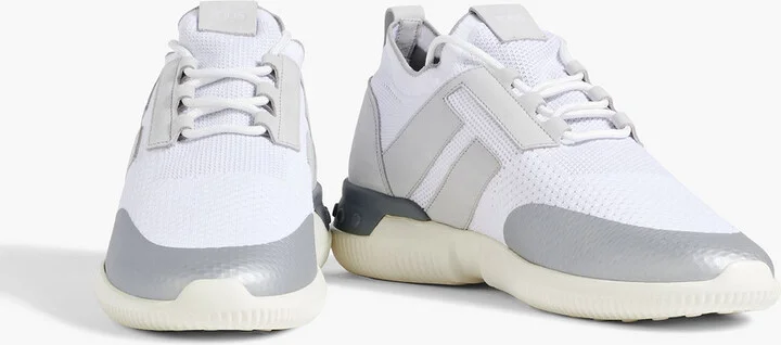Leather and stretch-knit sneakers - Image 2