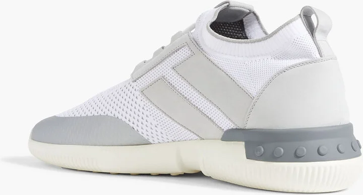 Leather and stretch-knit sneakers - Image 3