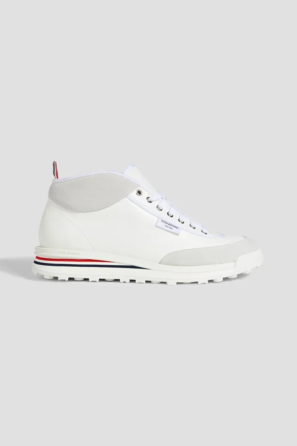 Leather and suede high-top sneakers