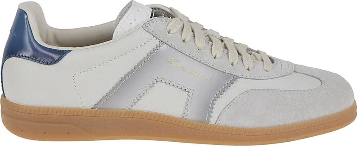 Leather And Suede Sneakers With Lace-Up Closure