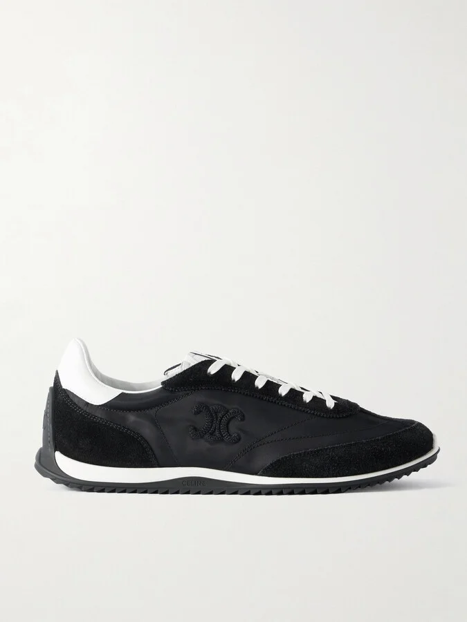 Leather and Suede-Trimmed Logo-Embroidered Shell Sneakers