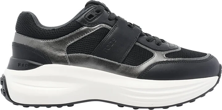 Leather And Technical Fabric Sneakers