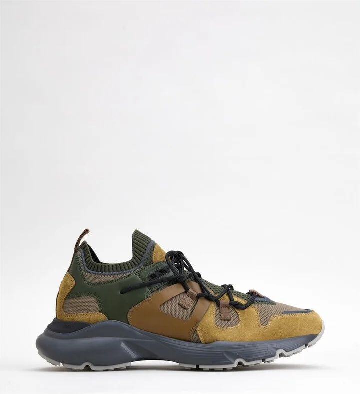 Leather and Technical Fabric Sneakers