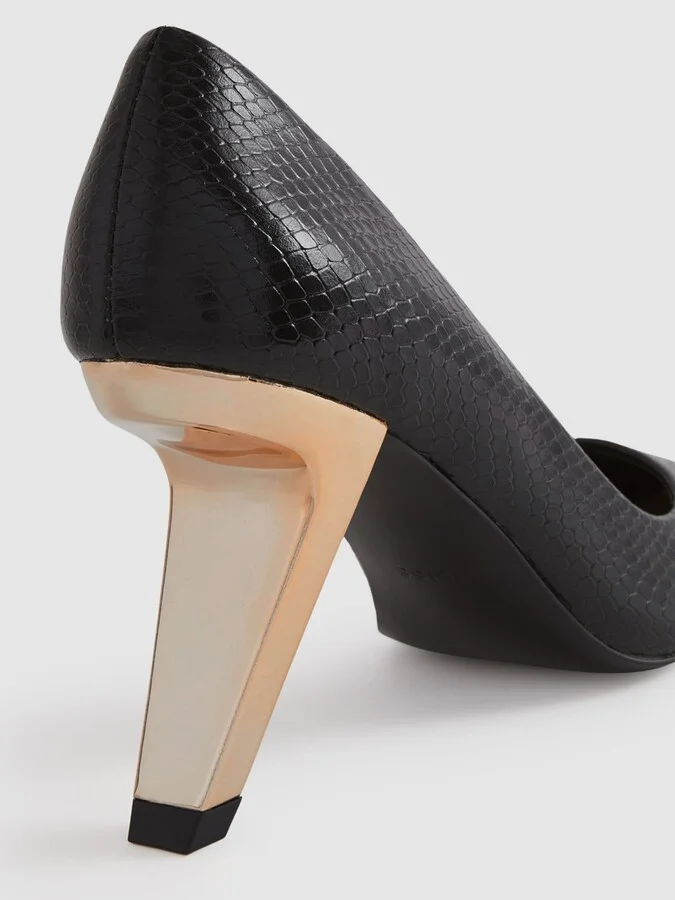 Leather Angled Heel Court Shoes - Image 5