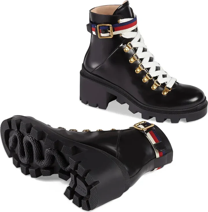 Leather ankle boot with Sylvie Web - Image 3