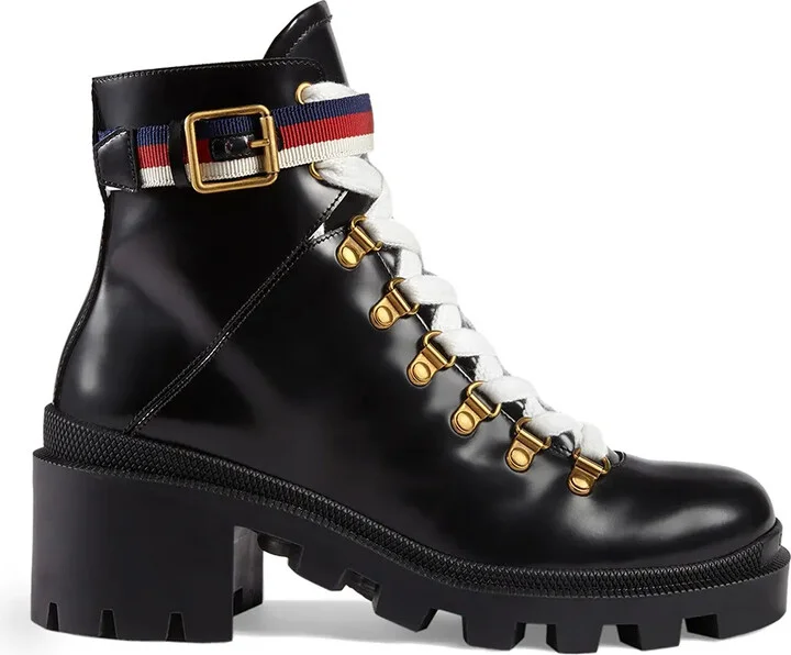 Leather ankle boot with Sylvie Web