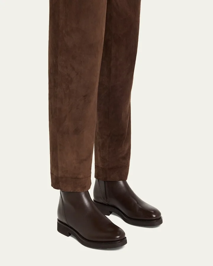 Leather Ankle Booties with Monili Pull Tab - Image 7
