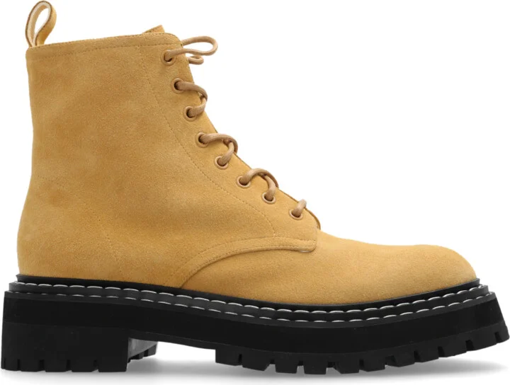 Leather Ankle Boots, , - Beige