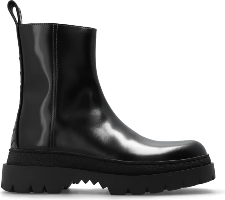 Leather Ankle Boots, , - Black