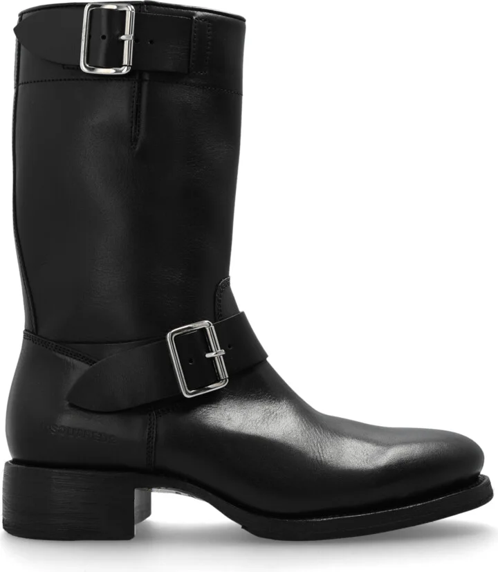 Leather Ankle Boots, , - Black
