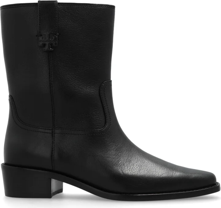 Leather Ankle Boots, , - Black