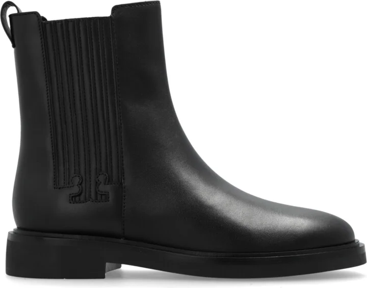 Leather Ankle Boots, , - Black