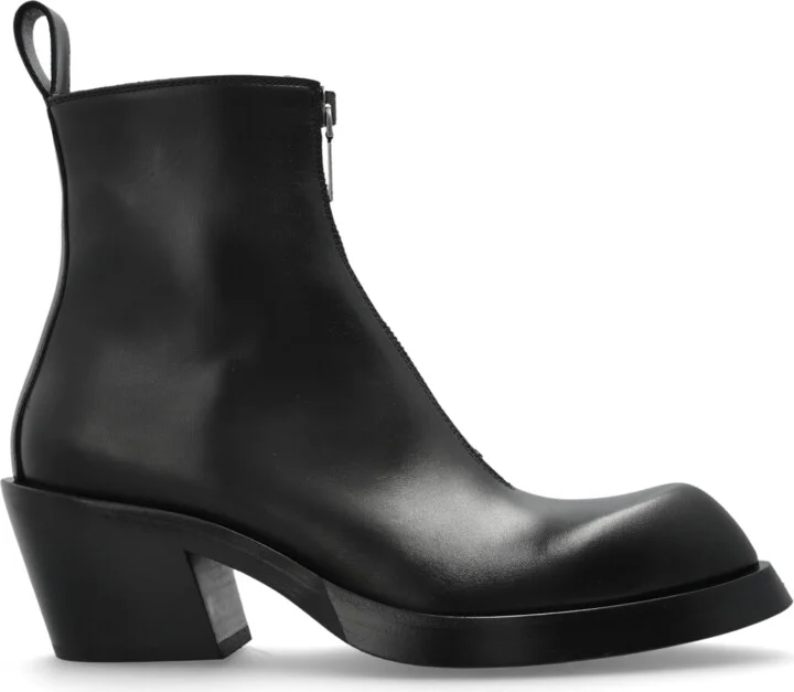 Leather Ankle Boots, , - Black
