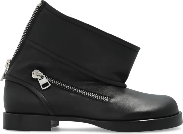 Leather Ankle Boots, , - Black