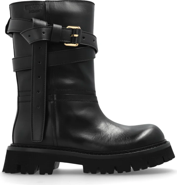Leather Ankle Boots, , - Black