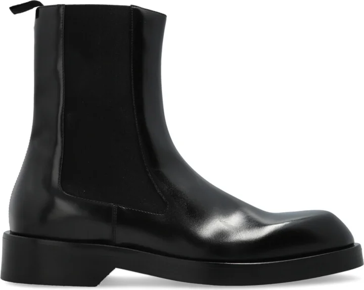 Leather Ankle Boots, , - Black